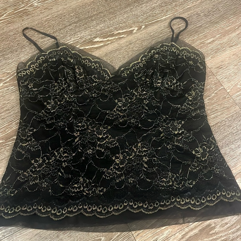 Black and Gold Lace Cami